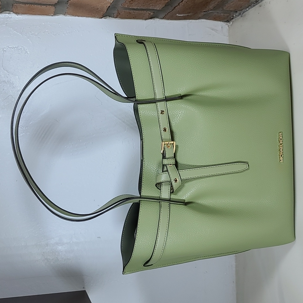 Michael Kors Emilia Large Pebbled Leather Tote Bag – Light Sage, NWT MSRP: $558